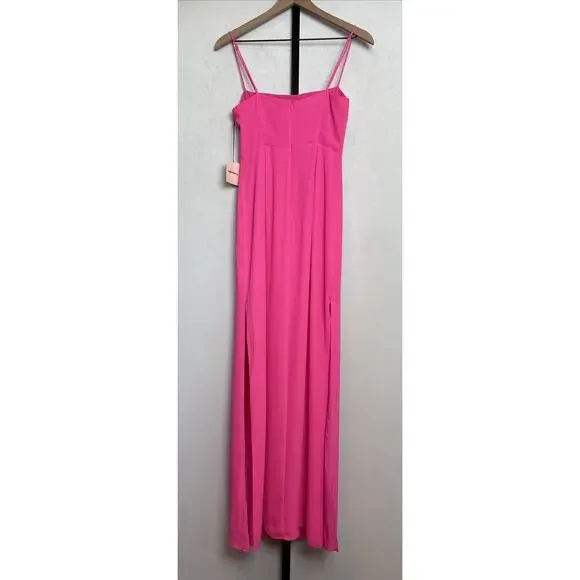 NEW Superdown Addison Maxi Dress Women's Small Pink Square Neck Spaghetti Straps